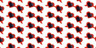 Seamless pattern red sunglasses heart frame on a white background vector