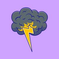 Cloud With Thunder Cartoon Icons Illustration. Flat Cartoon Concept. Suitable for any creative project. vector