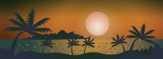 Sunset Beach Game Background vector