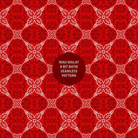 Riau malay 8 bit batik seamless pattern in red background vector
