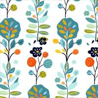 Whimsical Seamless Pattern with Colorful Floral Elements vector