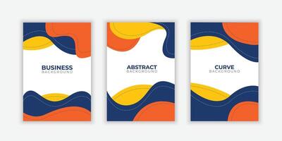 Modern Abstract curve shape on blue and orange color background. Book cover template for annual report, magazine, booklet, proposal, portfolio, brochure, poster, etc vector