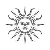 Line art sun design icon style vector