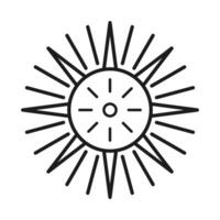 Line art sun design icon style vector