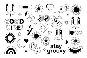 Collection of retro groove elements vector