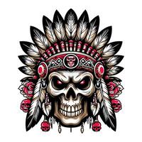 skull with indian headdress vector