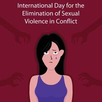 illustration graphic of a young woman cried, showing bruises on her face, perfect for international day, elimination of sexual, violence in conflict, celebrate, greeting card, etc. vector