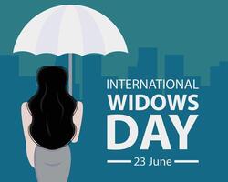 illustration graphic of a widow uses an umbrella alone, perfect for international day, international widows day, celebrate, greeting card, etc. vector