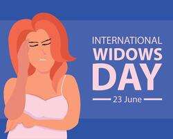 illustration graphic of a widow holds her head, perfect for international day, international widows day, celebrate, greeting card, etc. vector