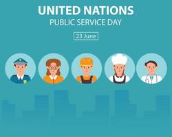 illustration graphic of faces of people with different jobs, perfect for international day, united nations public service day, celebrate, greeting card, etc. vector