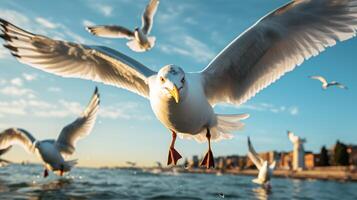 Seagulls in Collective Flight. photo