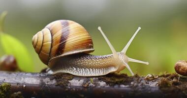 A Close-Up View of a Snail's Slow and Steady Creep photo
