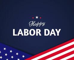 Happy Labor Day banner design with US flag elements on dark blue background vector