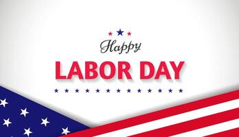 Happy Labor Day greeting banner design concept with american flag and stars on white background. USA national holiday vector