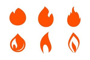 conjunto de fuego fuego icono logo silueta símbolo vector