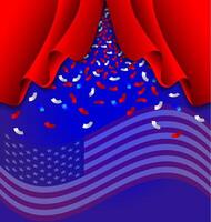 Ribbon fall from curtain for Independence Day USA vector