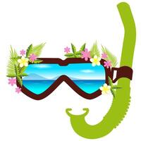 Snorkel with flowers summer concept vector