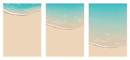 Soft waves with foam of blue ocean on the sandy summer beach. vector