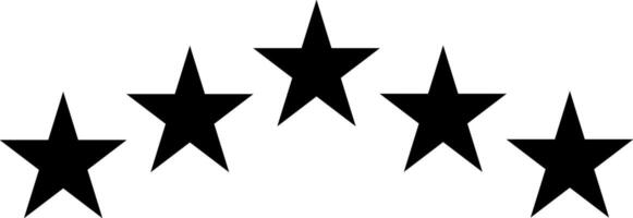 Five stars testimonial product rating flat black edgy icon for apps, UI, template and websites. Product Quality, Feedback, Customer review. review service, satisfaction. vector