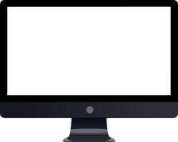 Realistic mockup flat desktop monitor isolated pc computer illustration technology gadget display screen, blank Grey colour, dark midnight on isolated white background vector