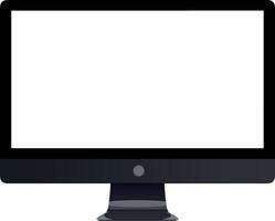 Realistic mockup flat desktop monitor isolated pc computer illustration technology gadget display screen, blank Grey colour, dark midnight on isolated white background vector