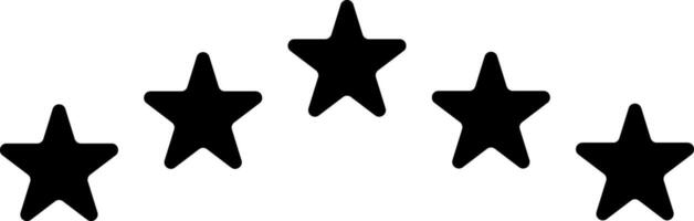 Five stars testimonial product rating flat black curvy icon for apps, UI, template and websites. Product Quality, Feedback, Customer review. review service, satisfaction. vector