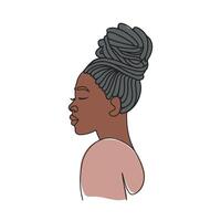 un ilustración de un mujer con rastas. africano americano hembra peinado. vector