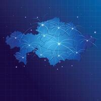 Kazakhstan map vecto internet network vector