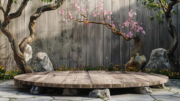 geometric podium product mockup with summer theme. background photo