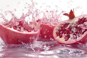 pomegranate with splash professional advertising food photography photo