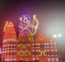 Lord Rama in Ayodhya temple. creativity with light unique image for stock photograpthy photo