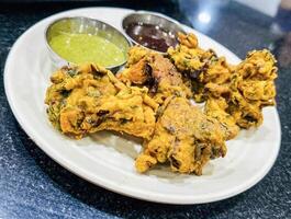 indian food with sauces selective focus image photo