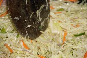 Roasting the cabbage in a pan photo