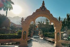 hindu parmarth temple gate in rishikesh photo