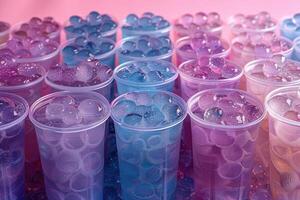 Various cold drink cups and ice balls professional advertising food photography photo