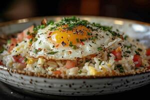 huevo frito arroz profesional publicidad comida fotografía foto