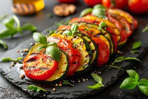Elegant layered ratatouille. photo