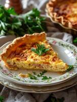 Hearty Quiche Lorraine slice. photo