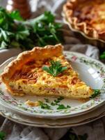 Hearty Quiche Lorraine slice. photo