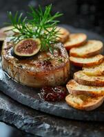 Gourmet fig and rosemary foie gras. photo