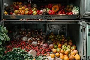 Lifecycle of food waste in a city, from restaurants to refuse centers. photo