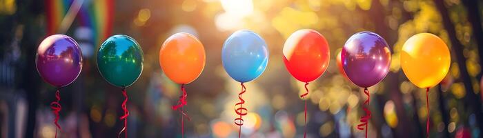 Colorful balloons at outdoor celebration photo