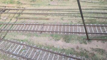 Railway track for trains in Lahore, Pakistan on May 15, 2024. photo