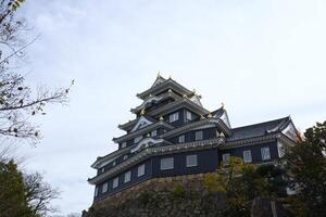 Okayama, Japan - December 9, 2023 - Close up View of Okayama castle or Crow Castle photo