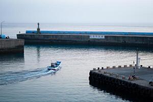 Harbor Xiaoliuqiu, Peaceful Sea Views and Fishing Ships in Taiwan photo