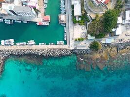 Harbor of Xiaoliuqiu Taiwan, Peaceful City Island, Blue Sea, and Fishing Ships photo