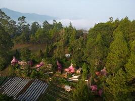 Mountain Haven, Embracing Nature's Splendor from the Sky Aerial, Camping Trip in Lembang photo