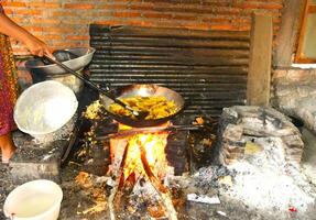 Cropped hand and traditonal kitchen photo