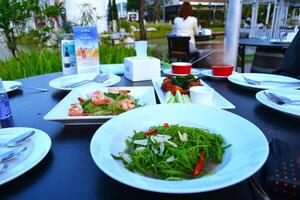 Early dinner in outdoor restautant photo