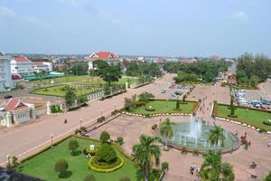 High angle of Viantiane city center during the day photo